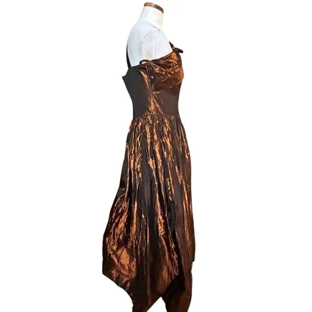 Vintage Fred Perlberg Dance Originals Copper Taffeta Ballgown One Shoulder SM